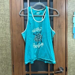 Turquoise Graphic Tank Top